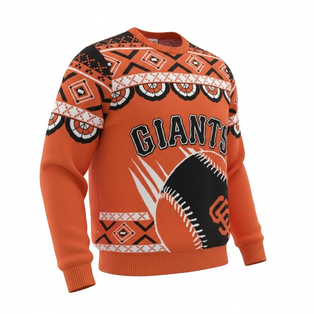 Klew San Francisco Giants Sweater Mens XL Orange MLB Ugly Christmas Knit SF Logo